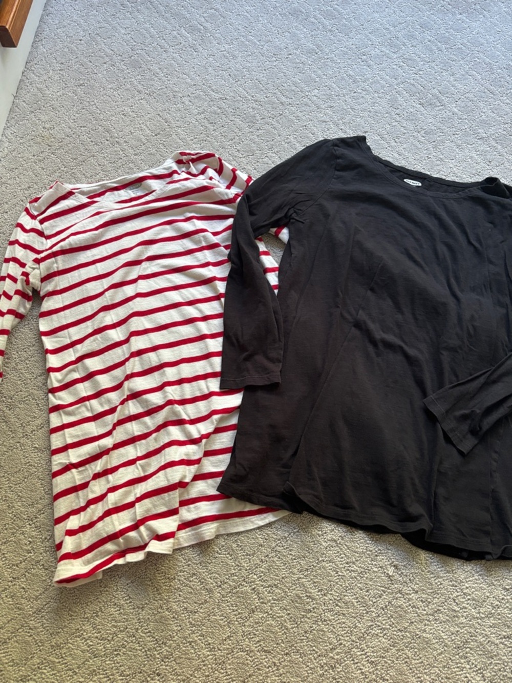 Bundle of Old Navy maternity Red and white stripe & Black Long Sleeve Tops Set